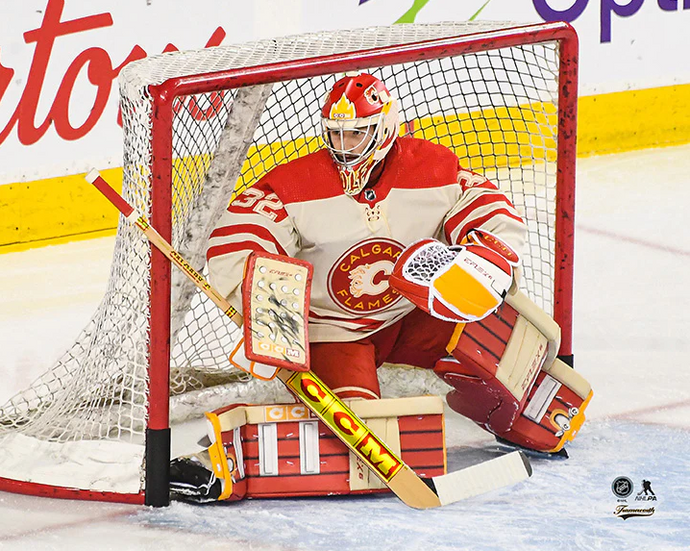 Pre-Order - Dustin Wolf Autographed Calgary Flames Winter Classic 8x10 Photo