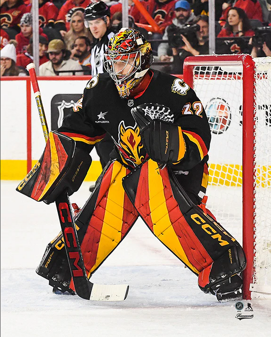 Pre-Order - Dustin Wolf Autographed Calgary Flames Alternate 8x10 Photo