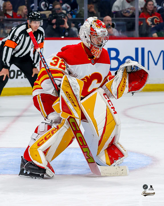 Pre-Order - Dustin Wolf Autographed Calgary Flames Away 8x10 Photo