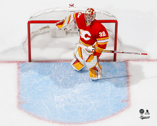 Pre-Order - Dustin Wolf Autographed Calgary Flames Home Horizontal 8x10 Photo