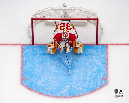 Pre-Order - Dustin Wolf Autographed Calgary Flames Away Horizontal 8x10 Photo