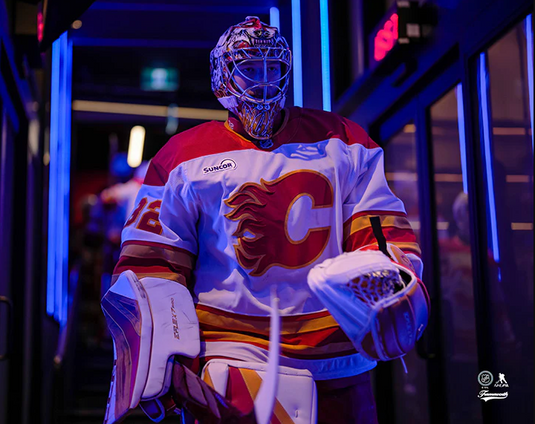 Pre-Order - Dustin Wolf Autographed Calgary Flames Entrance 8x10 Photo