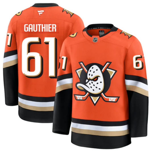 Pre-Order - Cutter Gauthier Autographed Anaheim Ducks Home Fanatics Premium Jersey