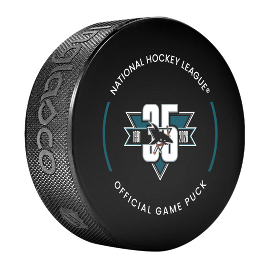 Pre-Order - Yaroslav Askarov Autographed San Jose Sharks 35th Year Official Hockey Puck