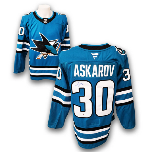 Pre-Order - Yaroslav Askarov Autographed San Jose Sharks Home Fanatics Premium Jersey