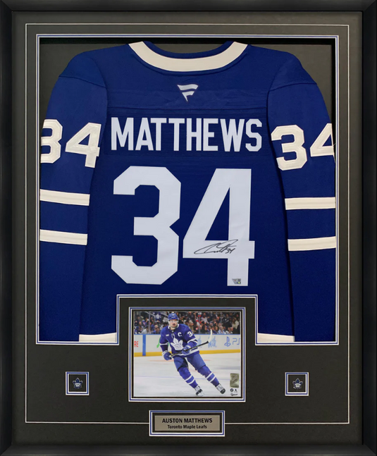 Framed Auston Matthews Autographed Toronto Maple Leafs Fanatics Premium Jersey