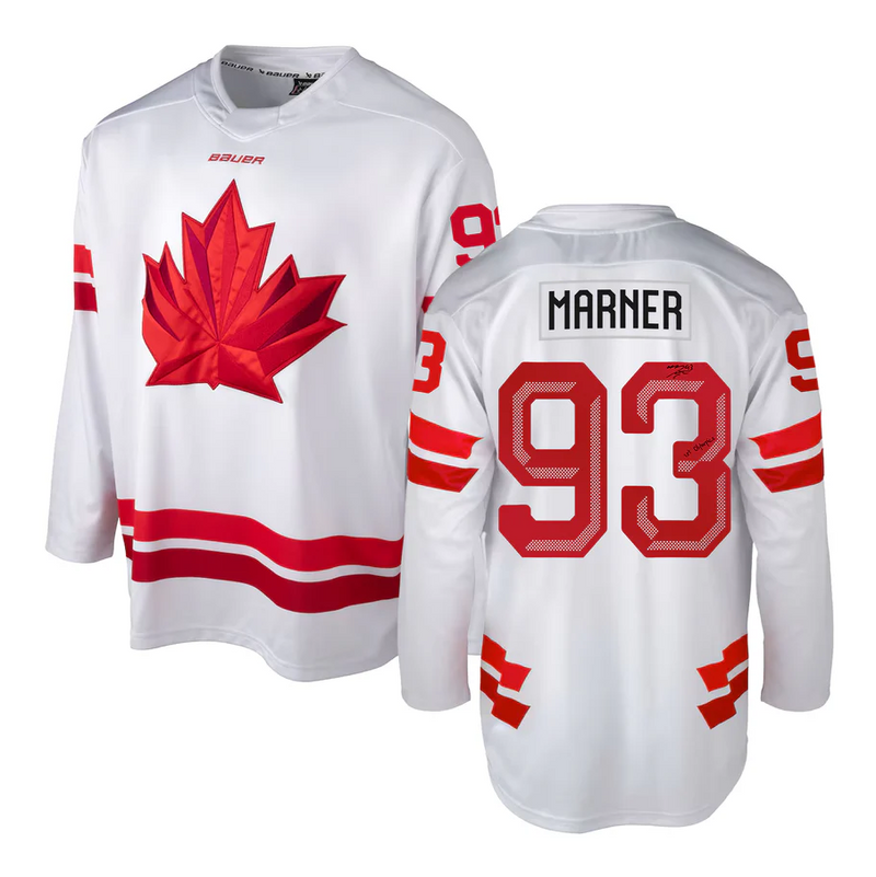 Load image into Gallery viewer, Mitch Marner - Autographed Bauer 2026 Olympics Team Canada Replica White Jersey Inscribed "1st Olympics" (Limited Edition of 93)
