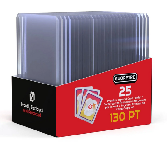 EVORETRO Toploader 130pt – Pack of 25 for Trading Cards