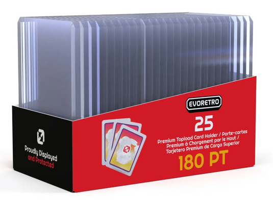 EVORETRO Toploader 180pt – Pack of 25 for Trading Cards
