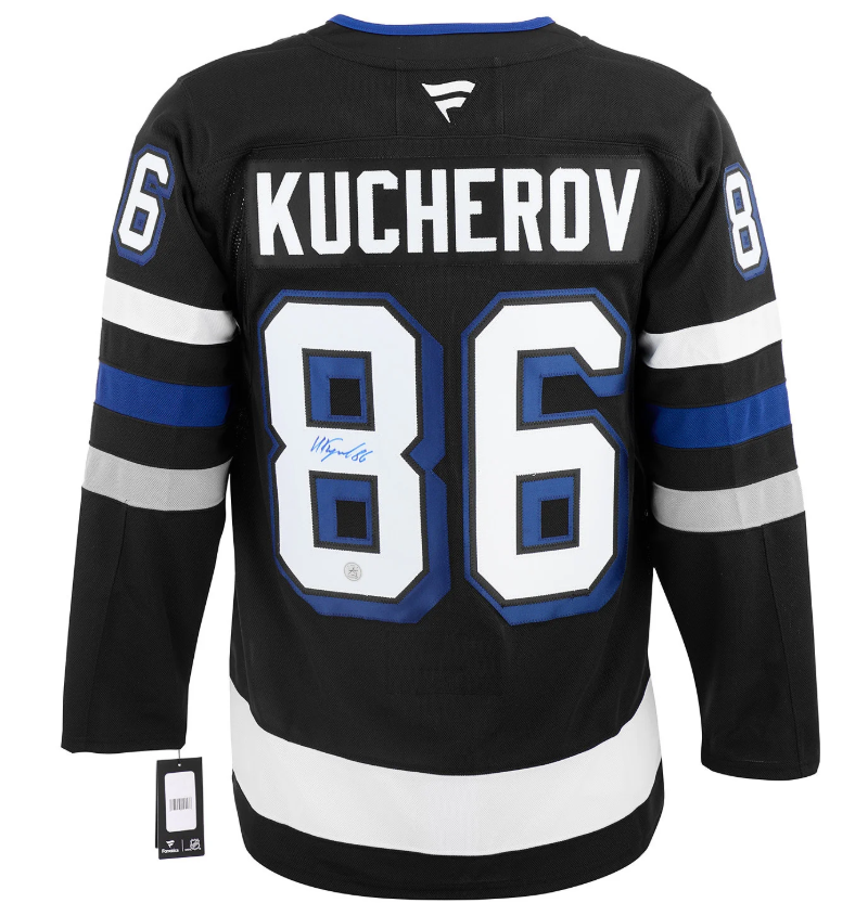 Load image into Gallery viewer, Nikita Kucherov Signed Tampa Bay Lightning Alt Black Fanatics Premium Jersey
