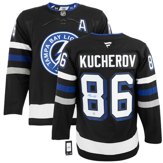 Nikita Kucherov Signed Tampa Bay Lightning Alt Black Fanatics Premium Jersey