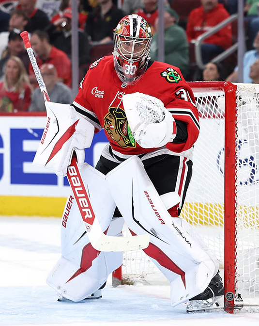 Pre-Order - Spencer Knight Autographed Chicago Blackhawks Home 8x10 Photo