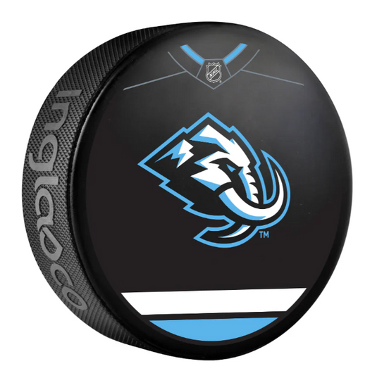Pre-Order - Logan Cooley Autographed Utah Mammoth Jersey Design Hockey Puck