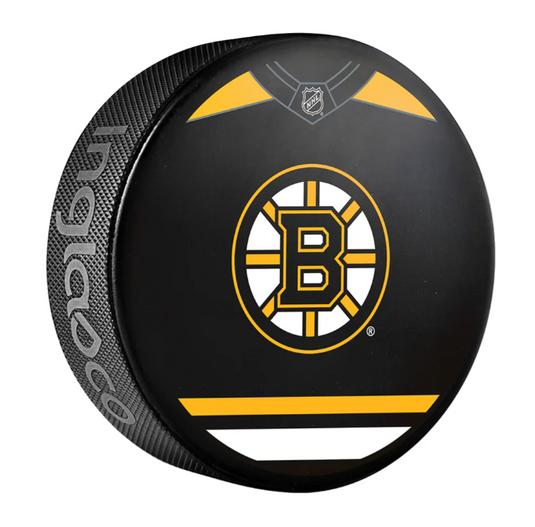 Pre-Order - Brad Marchand Autographed Boston Bruins Jersey Design Hockey Puck