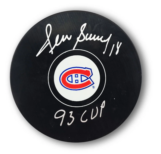 Denis Savard Autographed Montreal Canadiens Hockey Puck 93 Cup