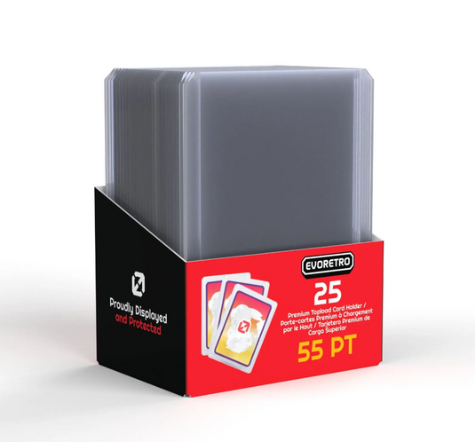 EVORETRO Toploader 55pt – Pack of 25 for Trading Cards