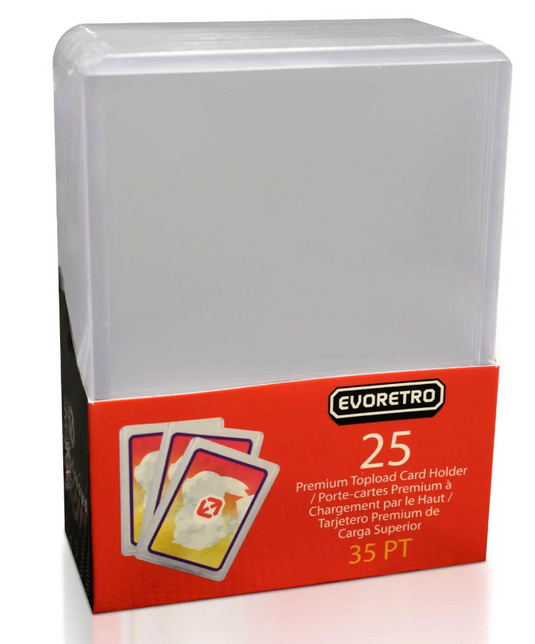 EVORETRO Toploader 35pt – Pack of 25 for Trading Cards