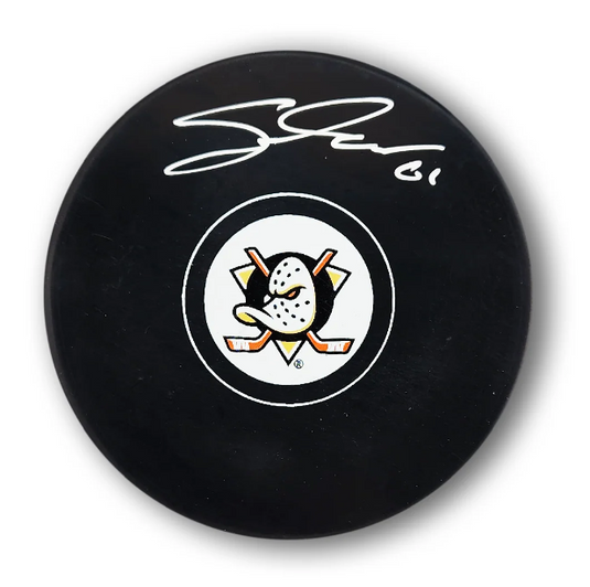 Cutter Gauthier Autographed Anaheim Ducks Souvenir Puck