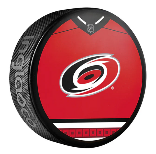 Pre-Order - Logan Stankoven Autographed Carolina Hurricanes Jersey Design Hockey Puck