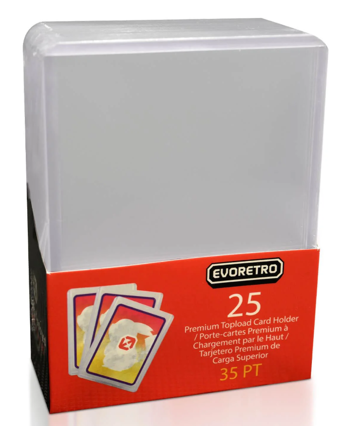 Load image into Gallery viewer, EVORETRO Toploader 35pt – Pack of 25 for Trading Cards - CASE of 40
