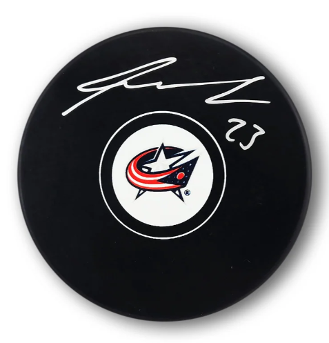 Sean Monahan Autographed Columbus Blue Jackets Souvenir Puck