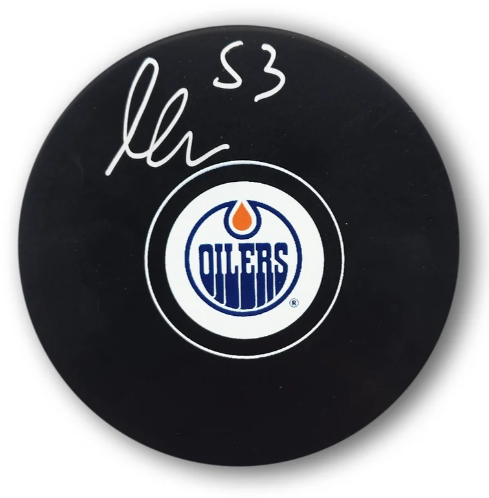 Isaac Howard Autographed Edmonton Oilers Souvenir Puck