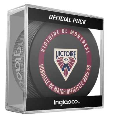 PWHL Montreal Victoire Official 2025-26 Game Hockey Puck- In Cube