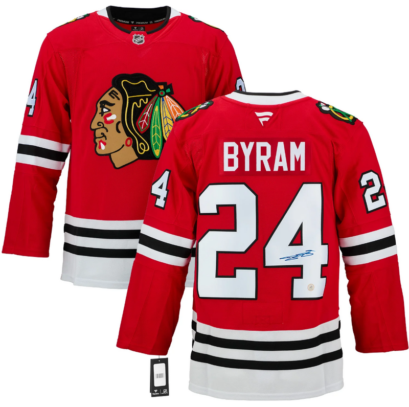 Load image into Gallery viewer, Bowen Byram Autographed Chicago Blackhawks Fanatics Premium Jersey
