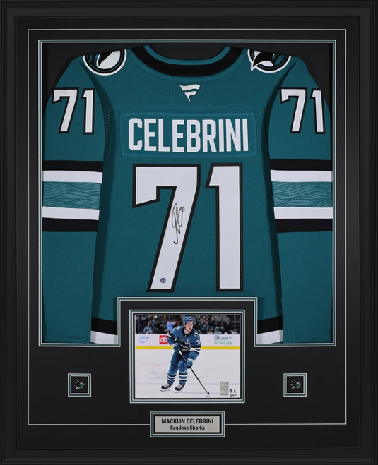 Framed Macklin Celebrini Autographed San Jose Sharks Fanatics Premium Home Jersey
