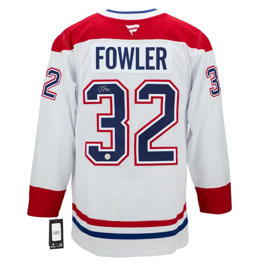 Jacob Fowler Autographed Montreal Canadiens White Fanatics Premium Jersey