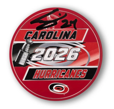 Seth Jarvis Autographed Carolina Hurricanes 2026 Stanley Cup Champions Puck - Red