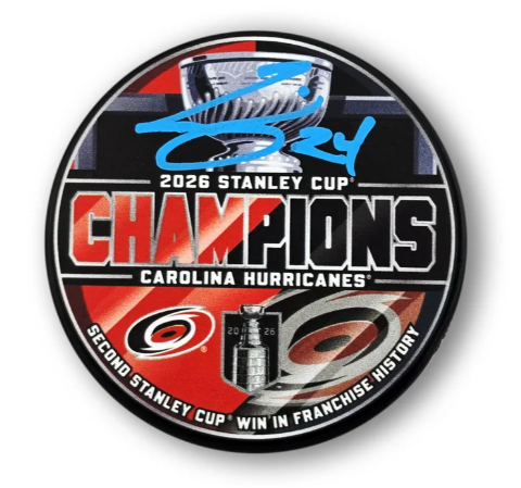 Seth Jarvis Autographed Carolina Hurricanes 2026 Stanley Cup Champions Puck - Black