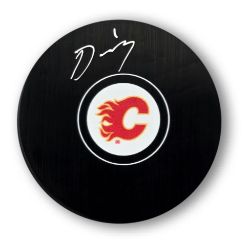 Devin Cooley Autographed Calgary Flames Hockey Puck