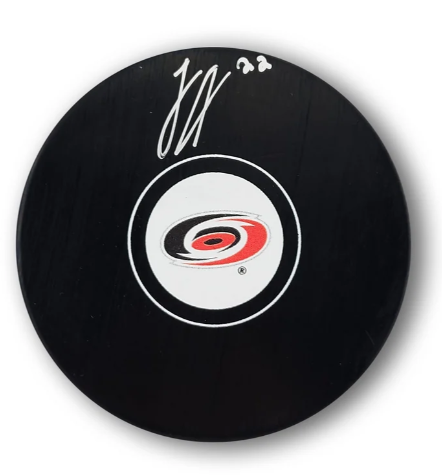 Logan Stankoven Autographed Carolina Hurricanes Hockey Puck