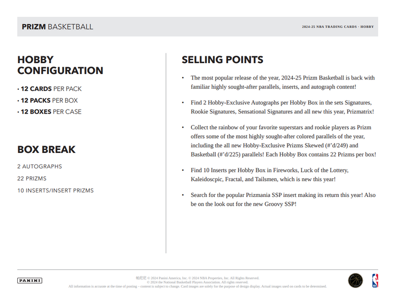 Load image into Gallery viewer, 2024-25 Panini Prizm Basketball Hobby Box
