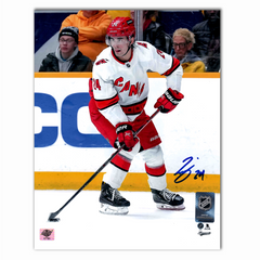 Seth Jarvis Autographed Carolina Hurricanes Away 8x10 Photo