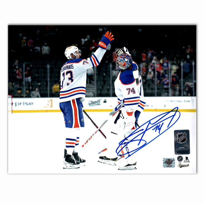 Stuart Skinner and Vincent Desharnais Edmonton Oilers 8x10 Photo (Autographed by Skinner)