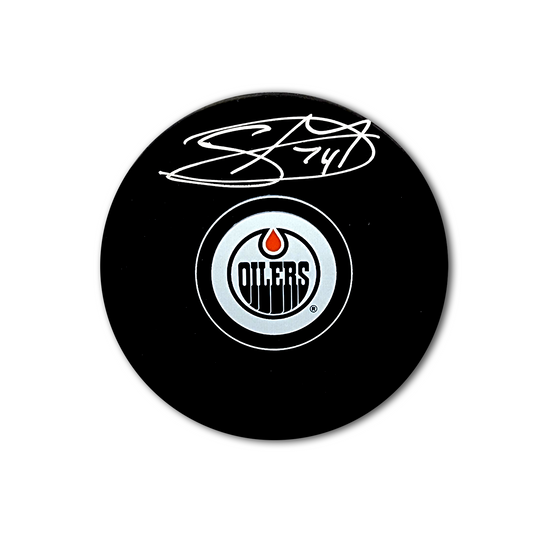 Stuart Skinner Edmonton Oilers Autographed Hockey Puck