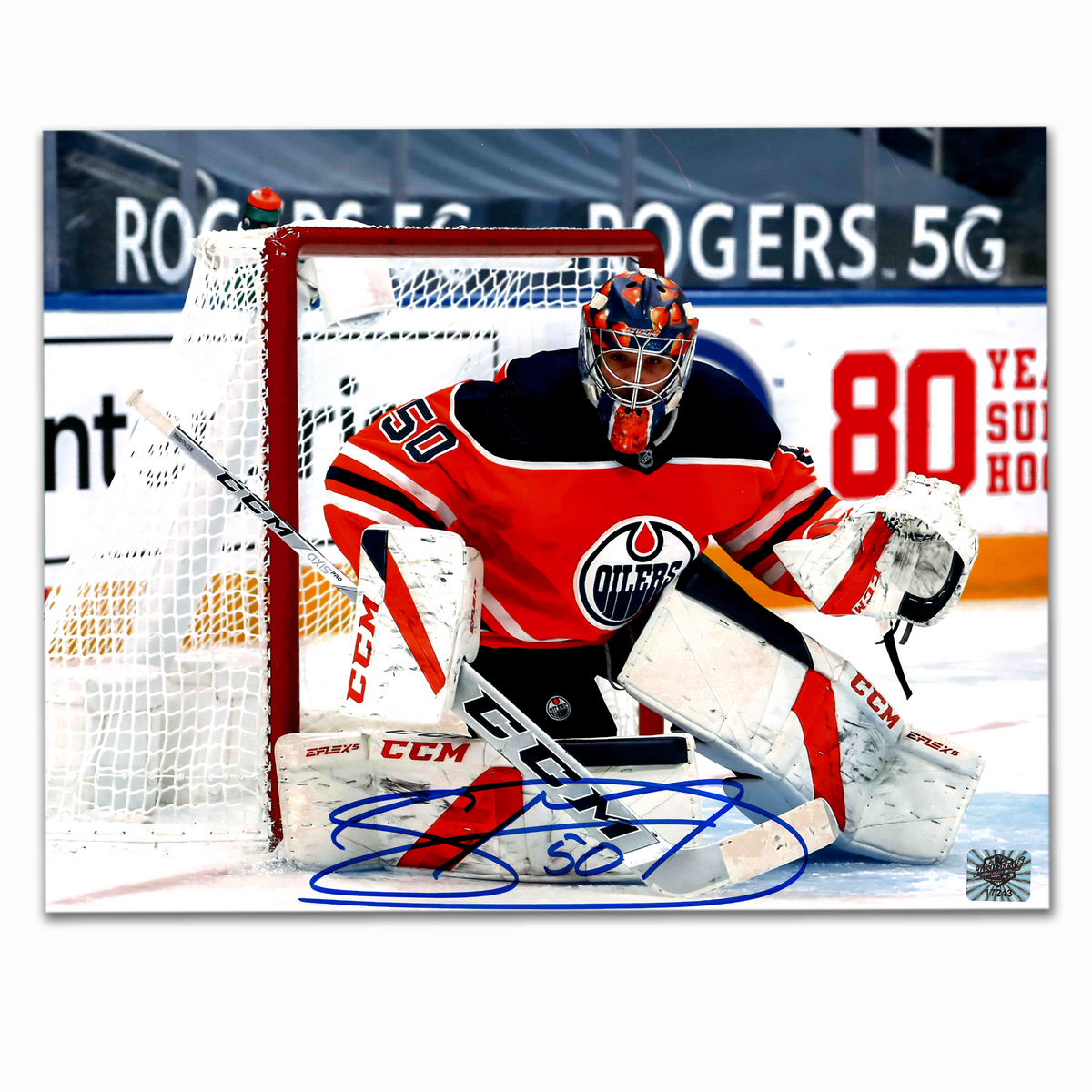 Stuart Skinner Autographed Edmonton Oilers Horizontal Home 8x10 Photo