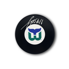Sylvain Turgeon Autographed Hartford Whalers Hockey Puck