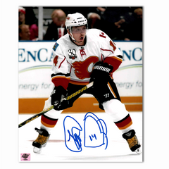 Theo Fleury Autographed Calgary Flames Away 8x10 Photo (Reebok)