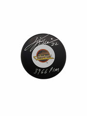 Tiger Williams Autographed Vancouver Canucks Hockey Puck Inscribed PIM