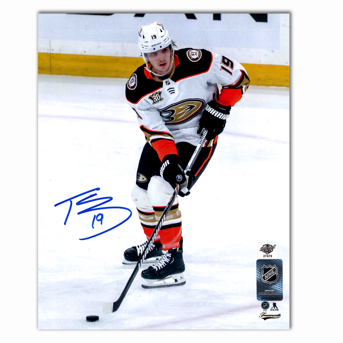 Troy Terry Autographed Anaheim Ducks Away 8x10 Photo