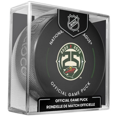 Pre-Order - Matt Boldy - Autographed Minnesota Wild 25th Anniversary Official Game Puck