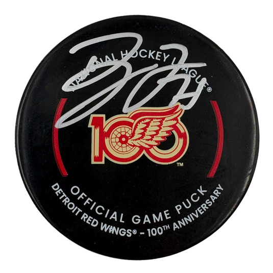 Dylan Larkin Autographed Detroit Red Wings Official 100th Anniversary Puck