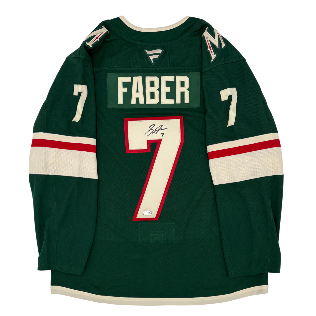 Brock Faber Autographed Minnesota Wild Home Fanatics Premium Jersey