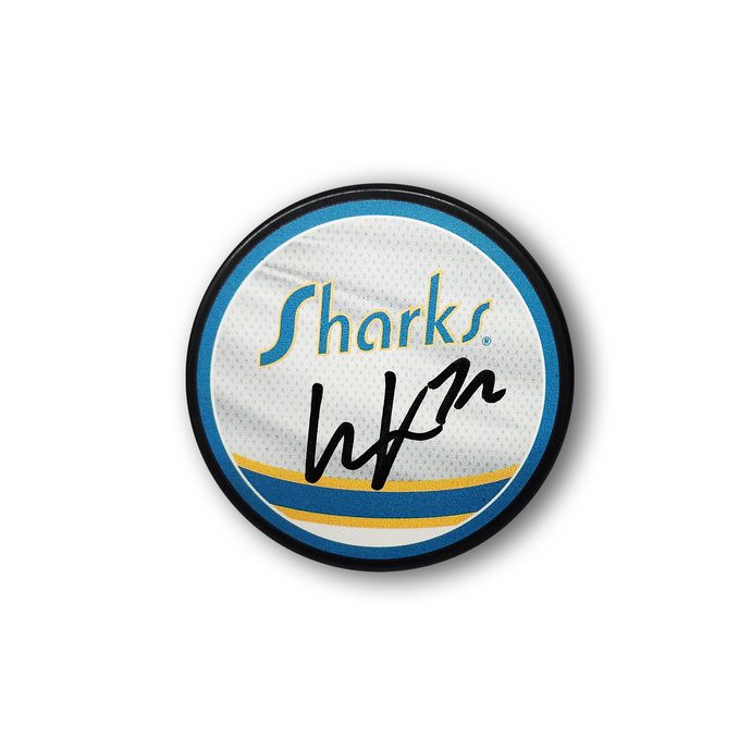 William Eklund Autographed San Jose Sharks Reverse Retro Hockey Puck
