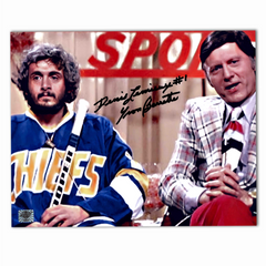 Yvon Barrette Autographed Slap Shot Blue 8x10 Photo