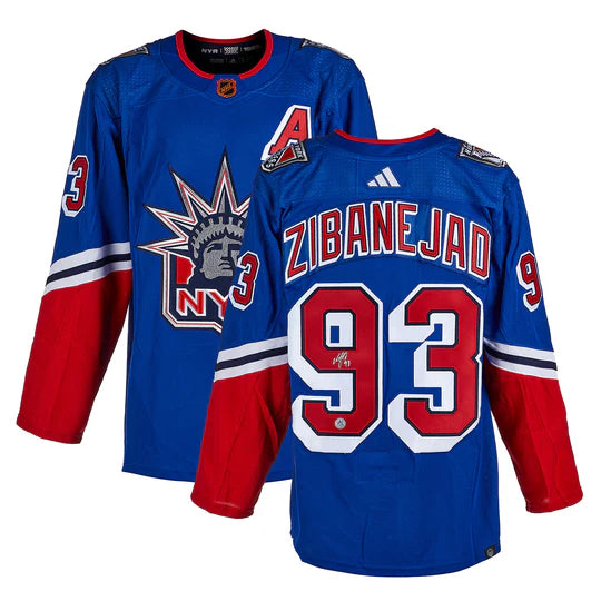 Mika Zibanejad Signed New York Rangers Reverse Retro 2.0 adidas Jersey