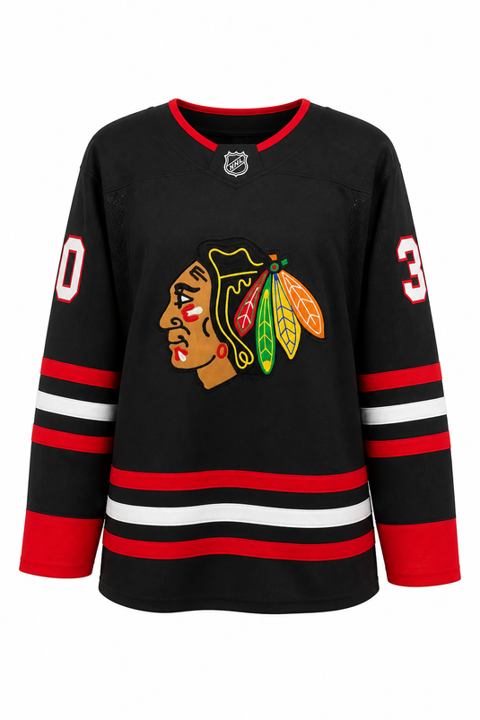 Spencer Knight Autographed Chicago Blackhawks Fanatics ALT Premium Jersey